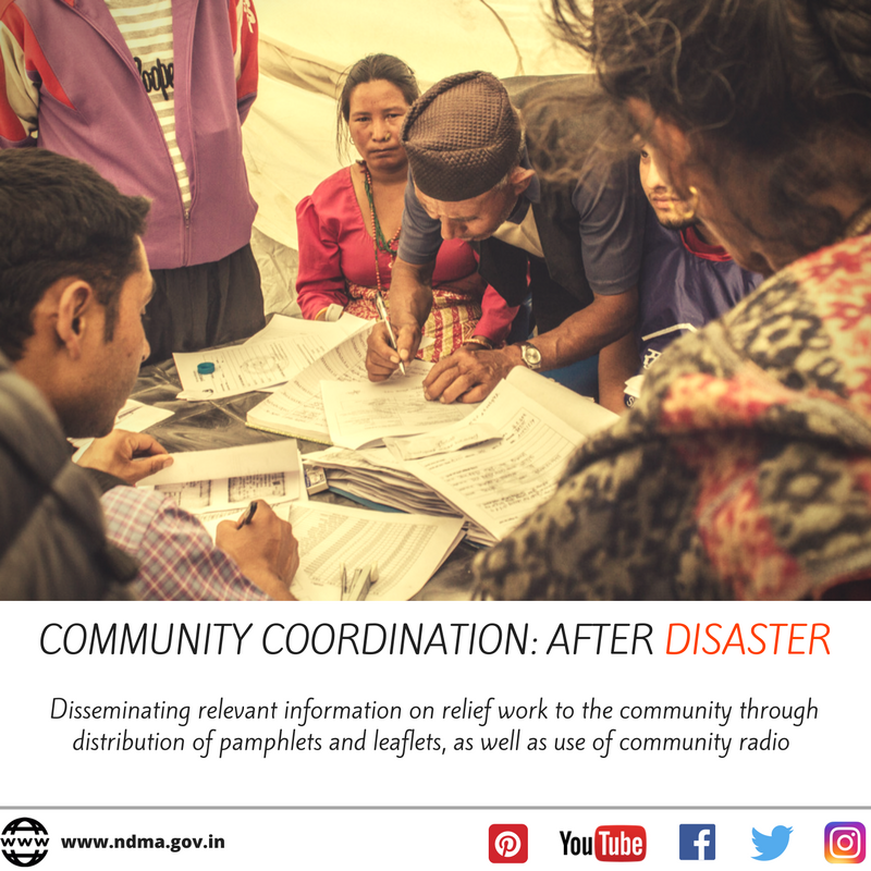 Disseminating relevant information on relief work to the community through distribution of pamphlets and leaflets as well as use of community radio